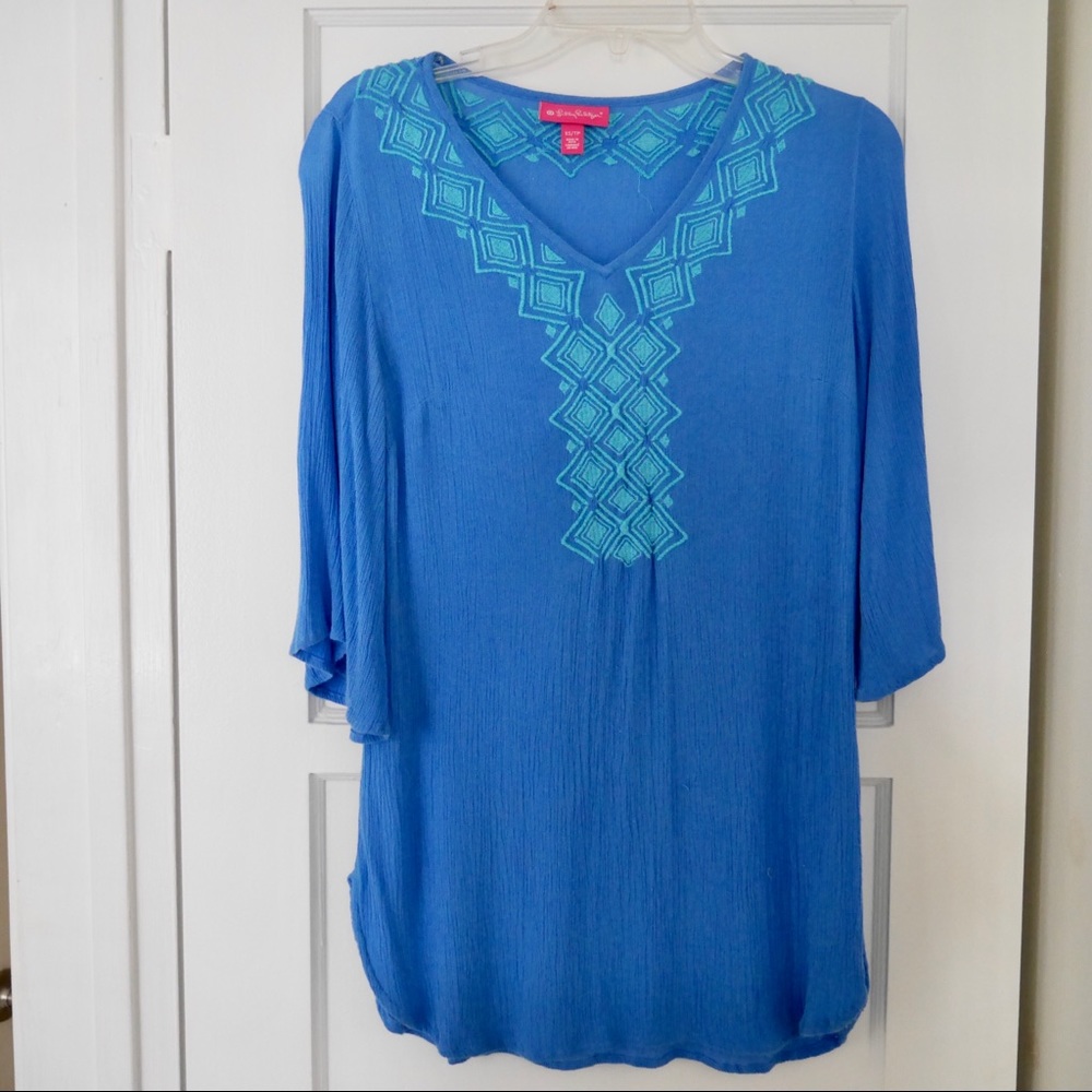 Blue and Turquoise Lily For Target Top